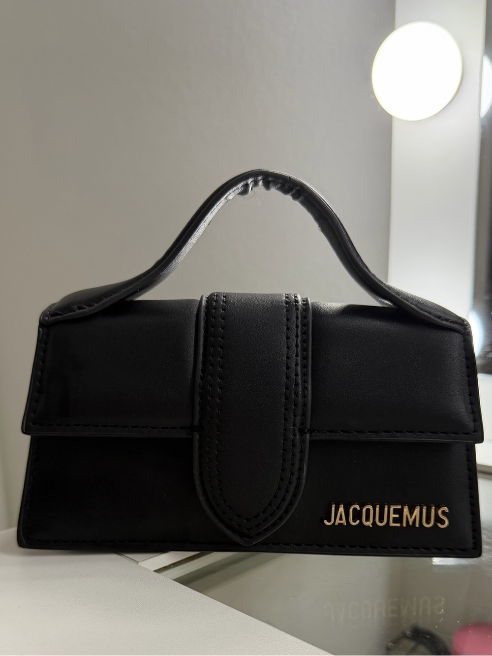 Jacquemus Black Le Chiquito Top Handle Mini Bag with Gold Logo
